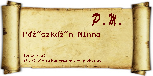 Pászkán Minna névjegykártya